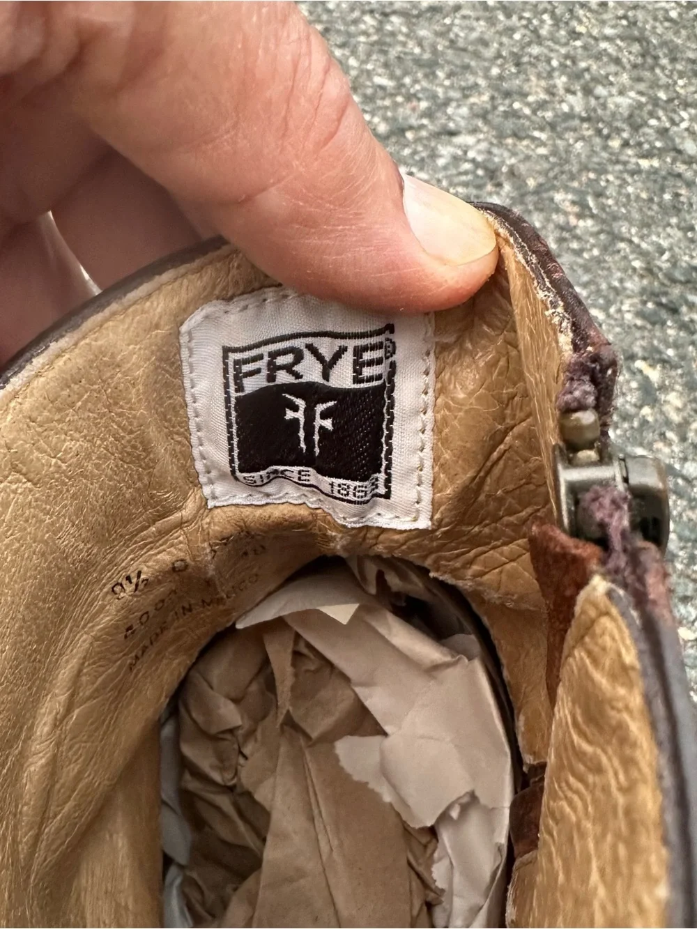 Frye Inside Zipper Brown Boots Used Fair